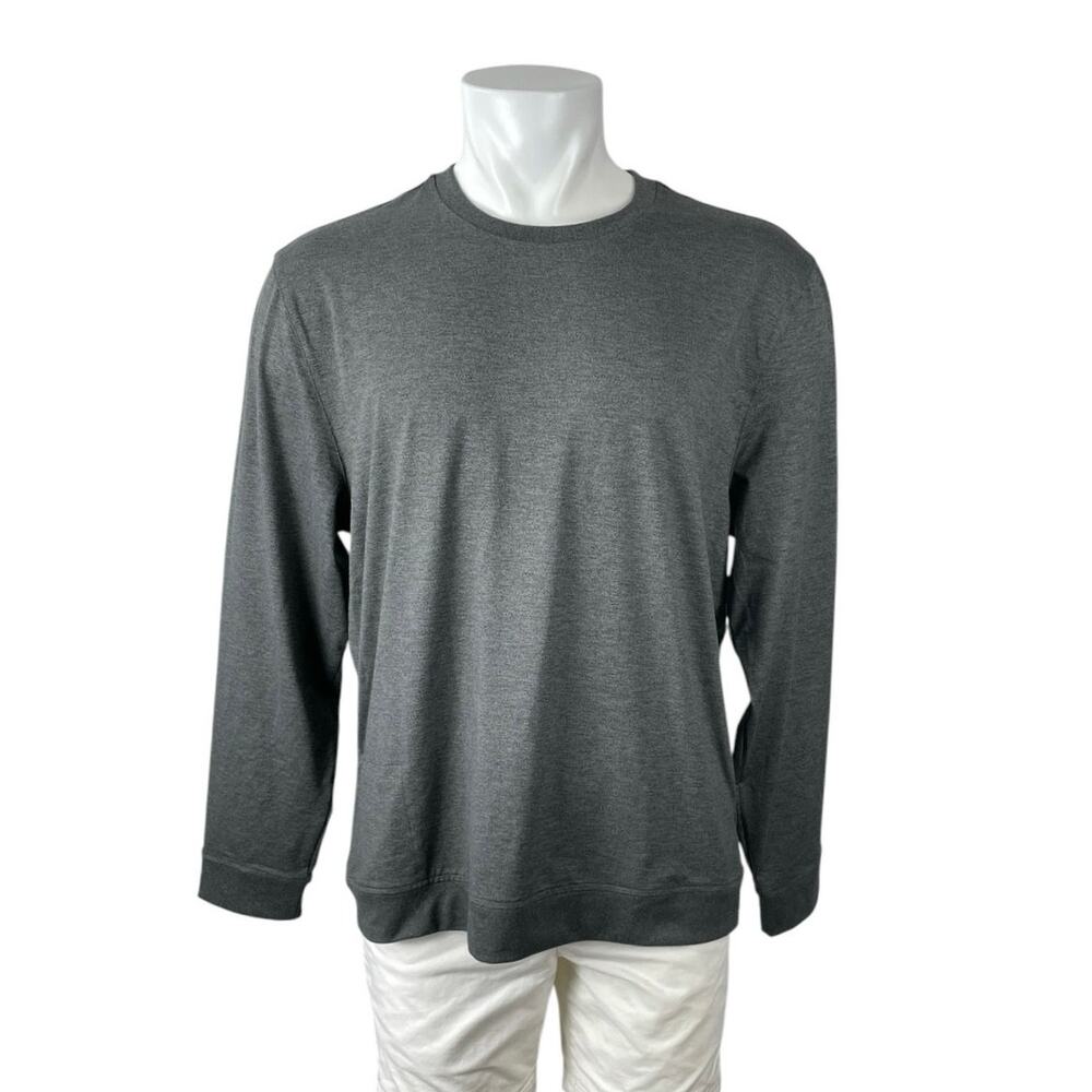 Van Heusen Performance Black Heather Long Sleeve Golf Sweatshirt Top Size L
